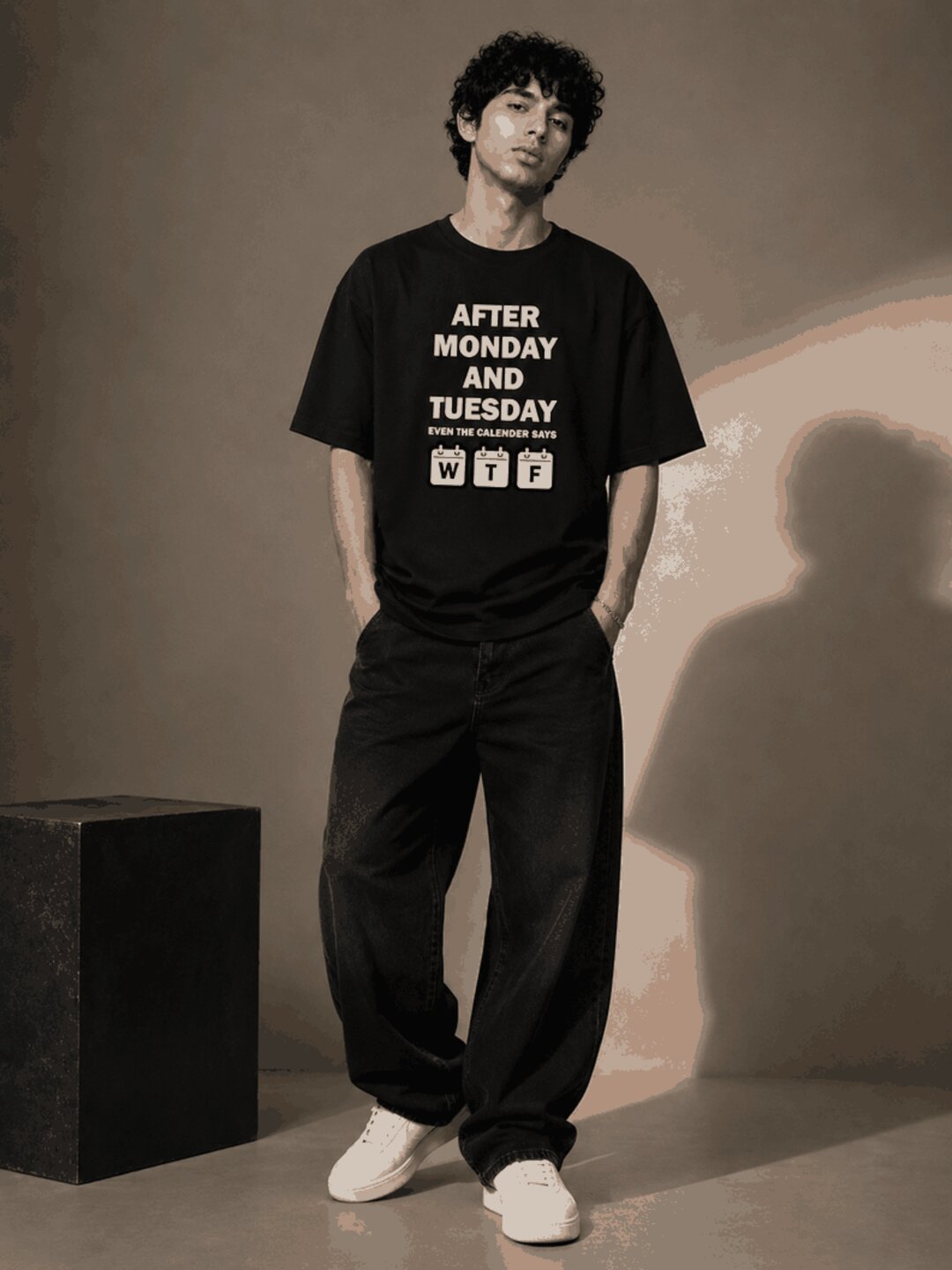 Week drift Printed Round Neck Oversize Pre-customized Tshirt for Men