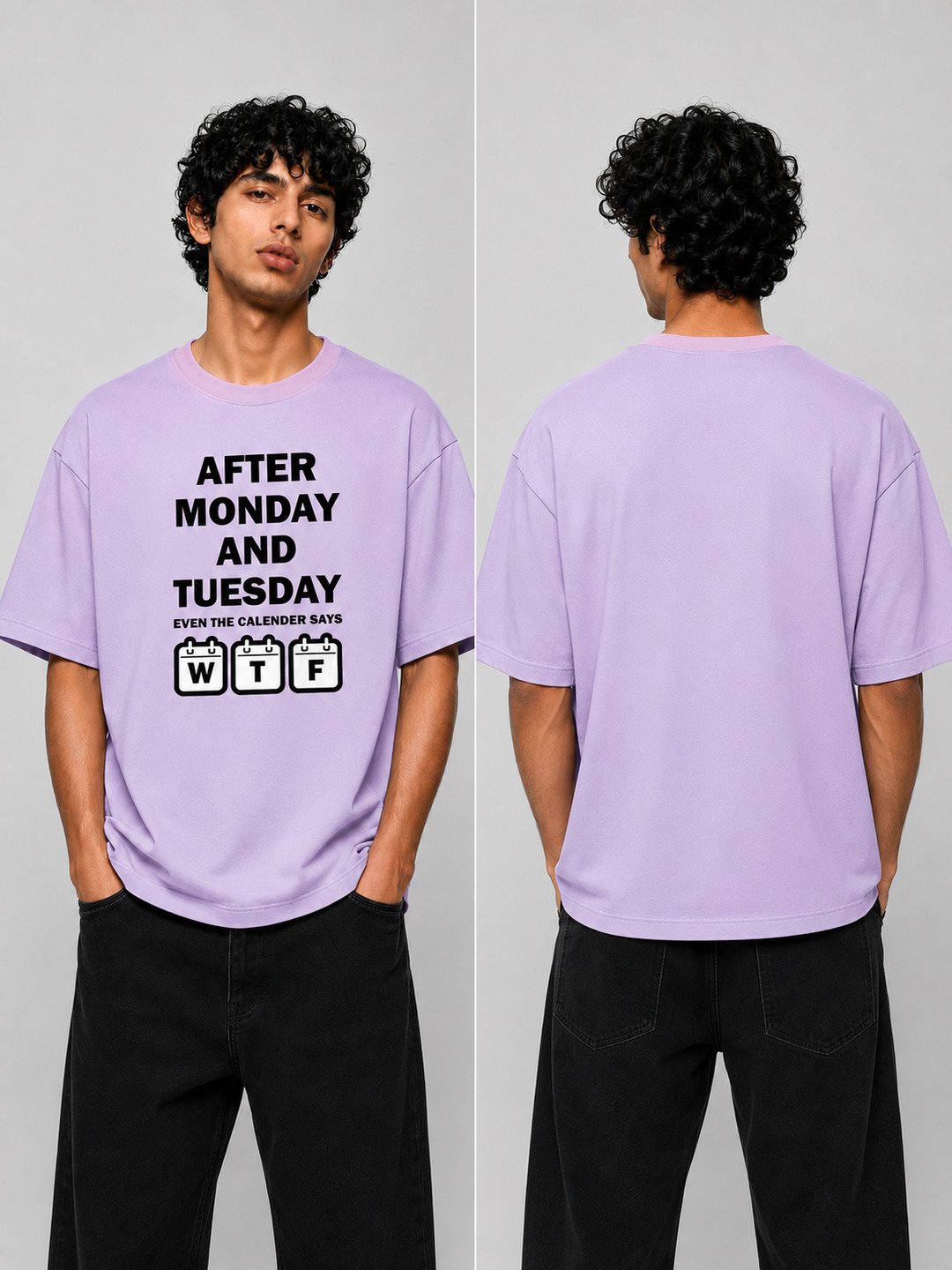 Week drift Printed Round Neck Oversize Pre-customized Tshirt for Men