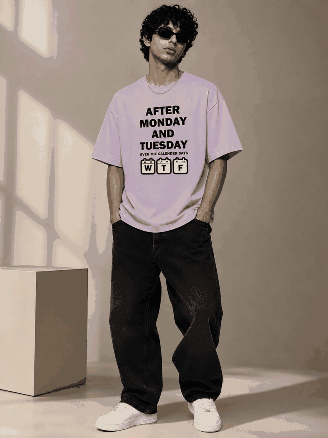 Week drift Printed Round Neck Oversize Pre-customized Tshirt for Men