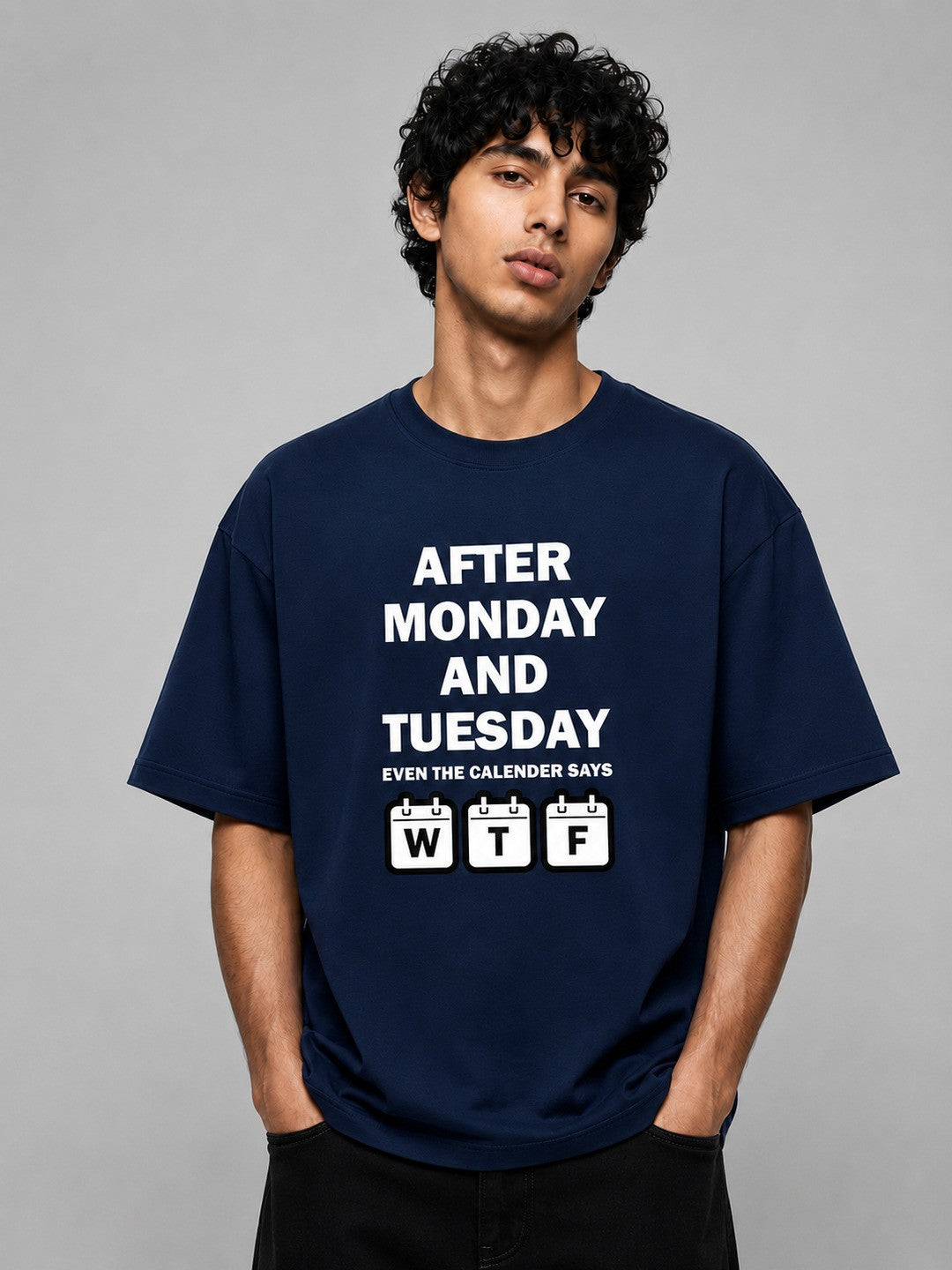 Week drift Printed Round Neck Oversize Pre-customized Tshirt for Men