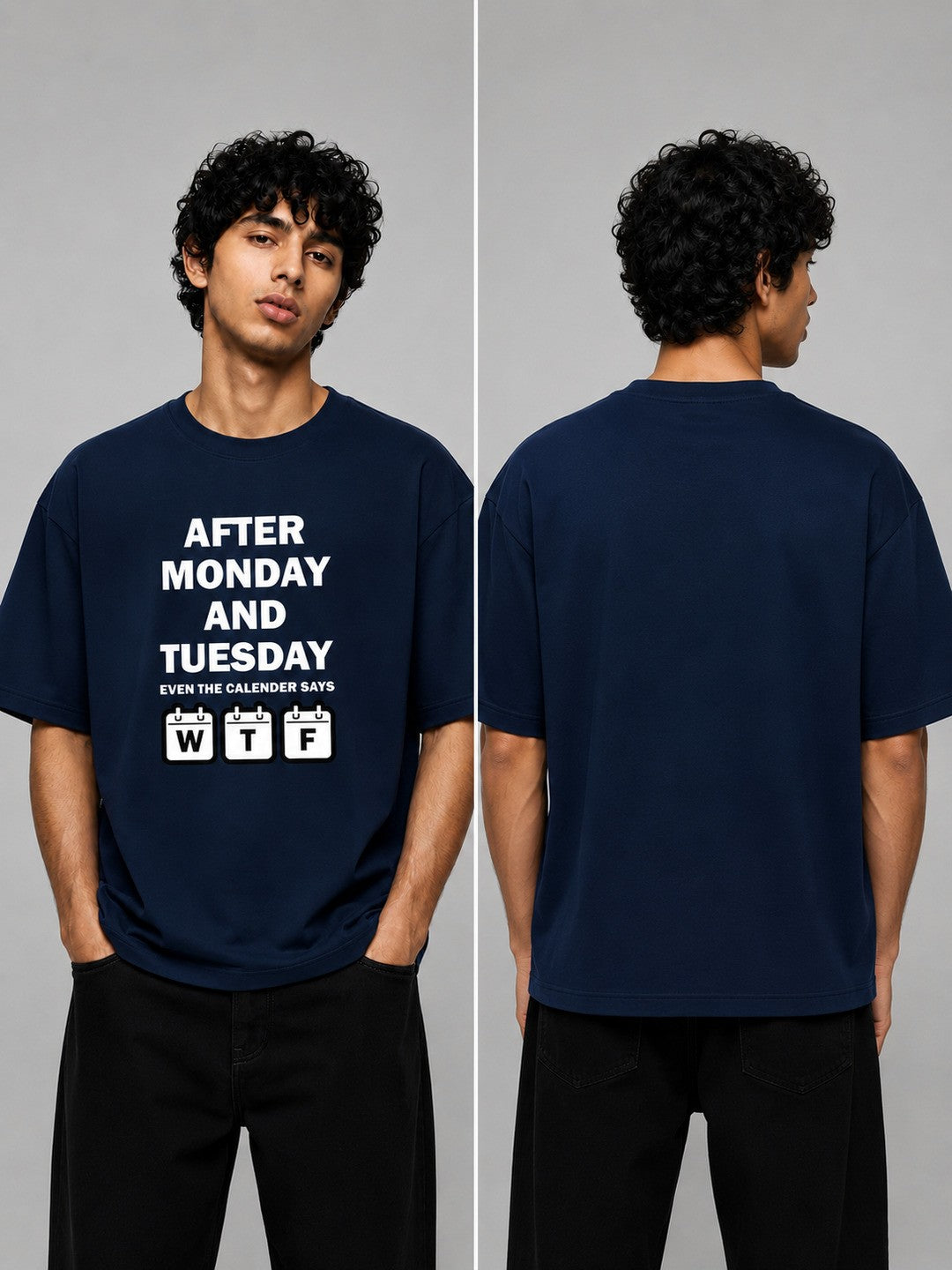 Week drift Printed Round Neck Oversize Pre-customized Tshirt for Men
