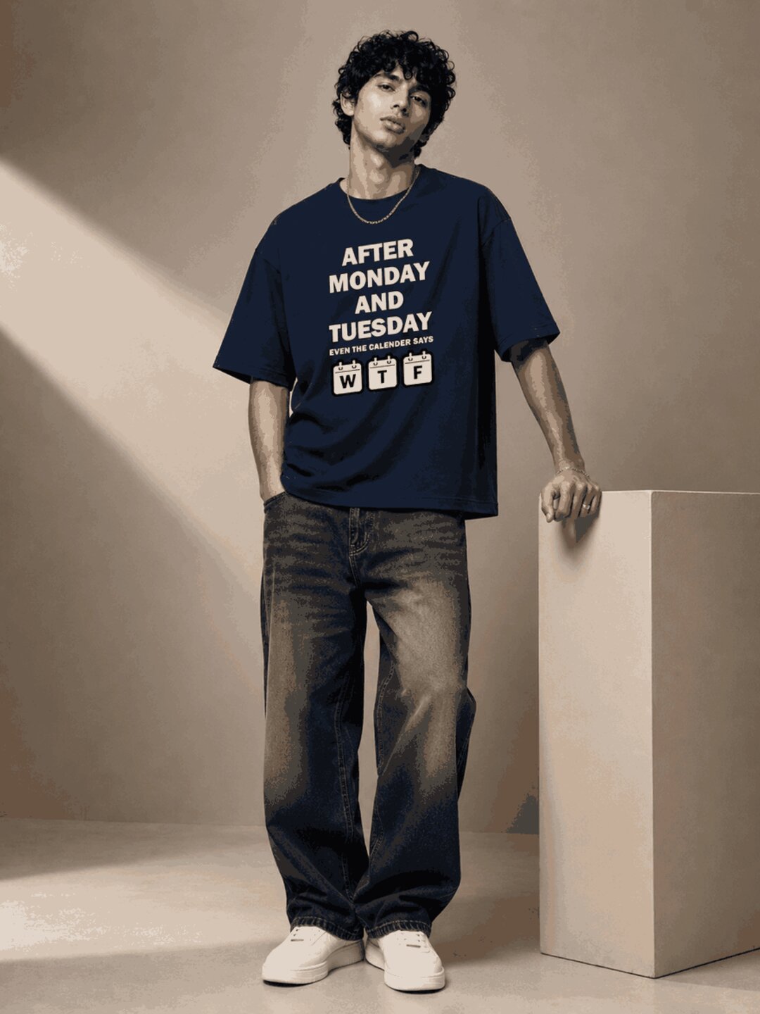 Week drift Printed Round Neck Oversize Pre-customized Tshirt for Men