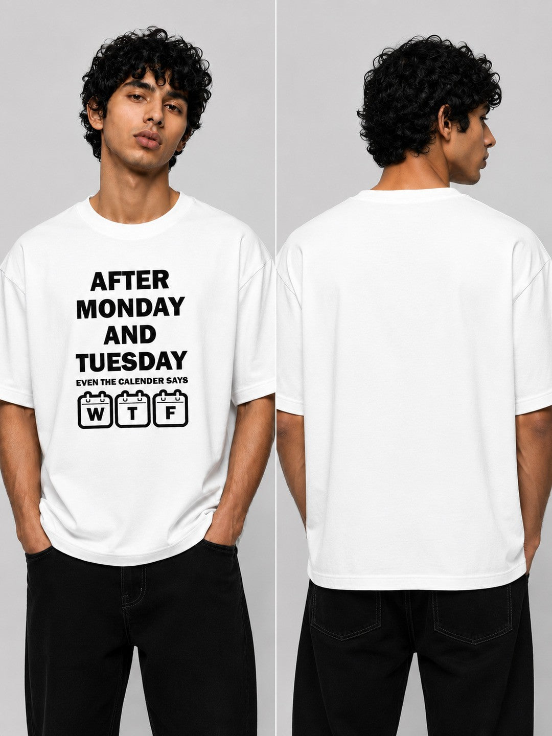 Week drift Printed Round Neck Oversize Pre-customized Tshirt for Men