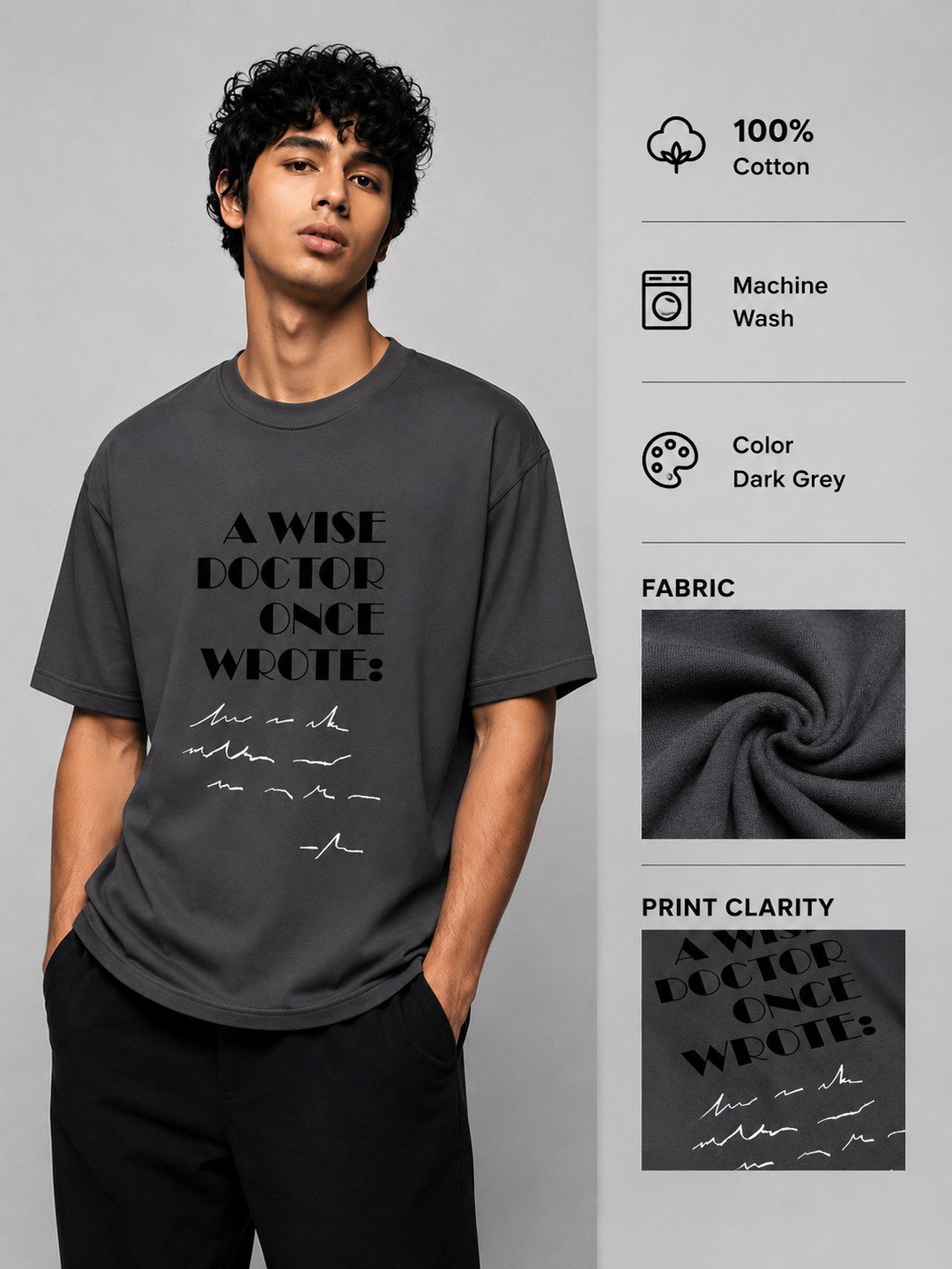 Prescription Printed Round Neck Oversize Pre-customized Tshirt for Men