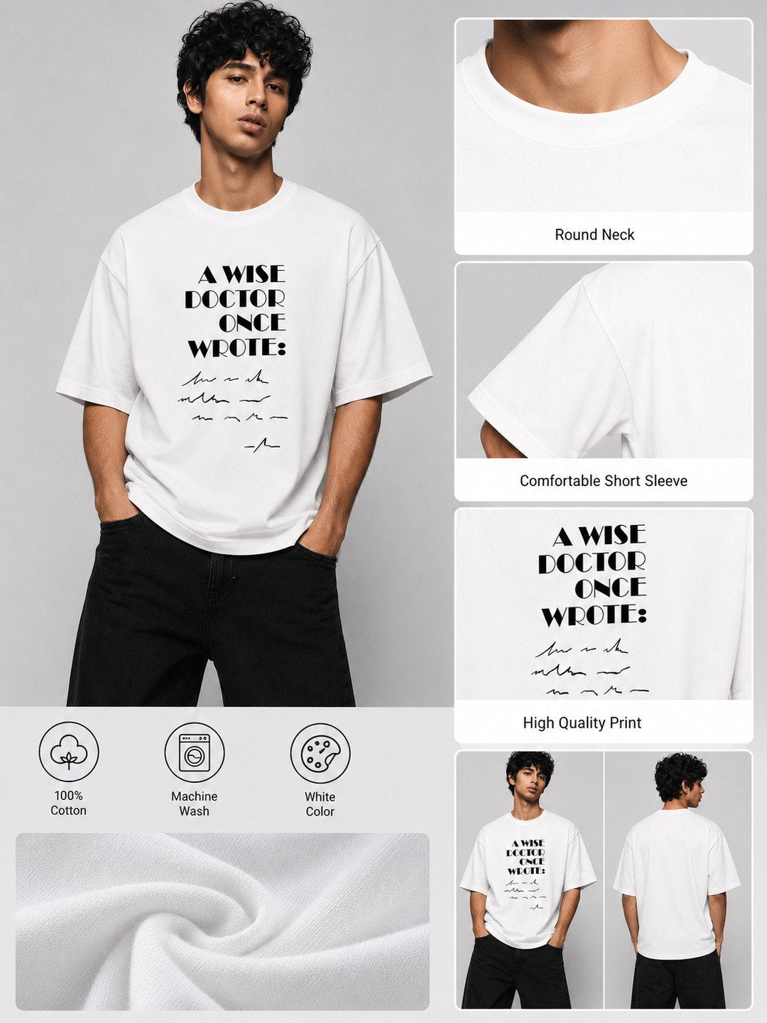 Prescription Printed Round Neck Oversize Pre-customized Tshirt for Men