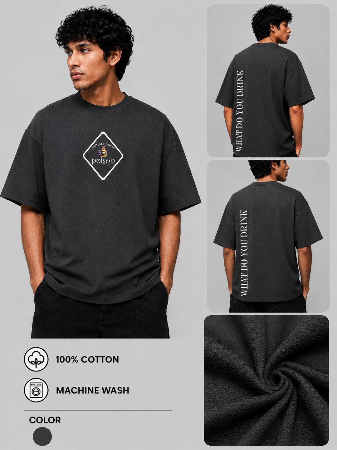 Poison Printed Round Neck Oversize Pre-customized Tshirt for Men