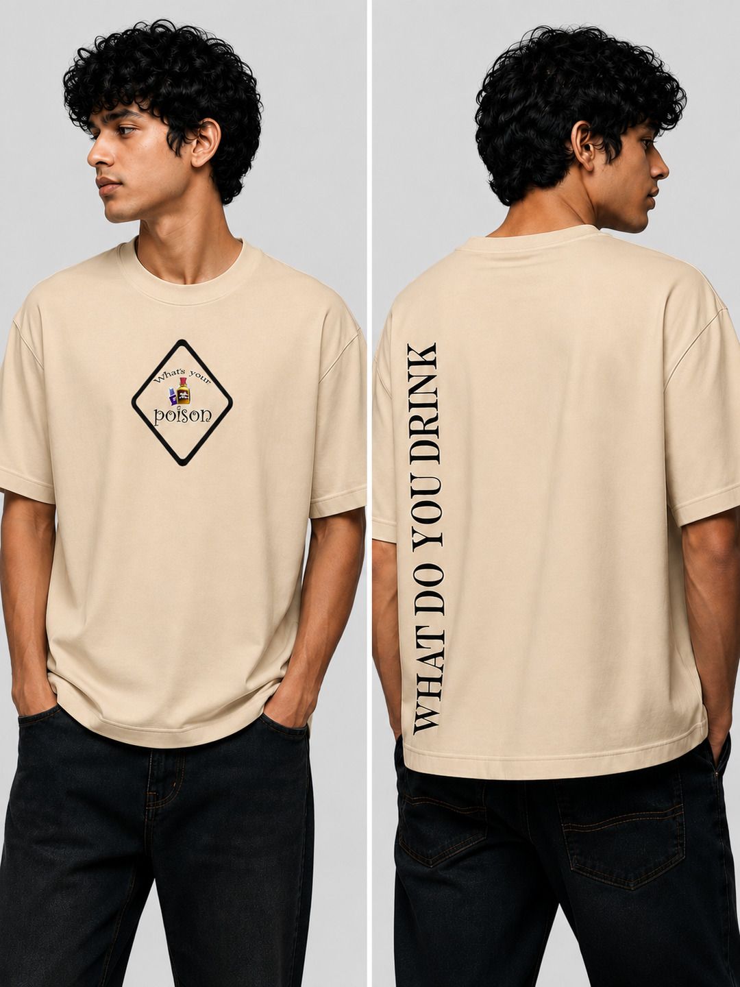 Poison Printed Round Neck Oversize Pre-customized Tshirt for Men