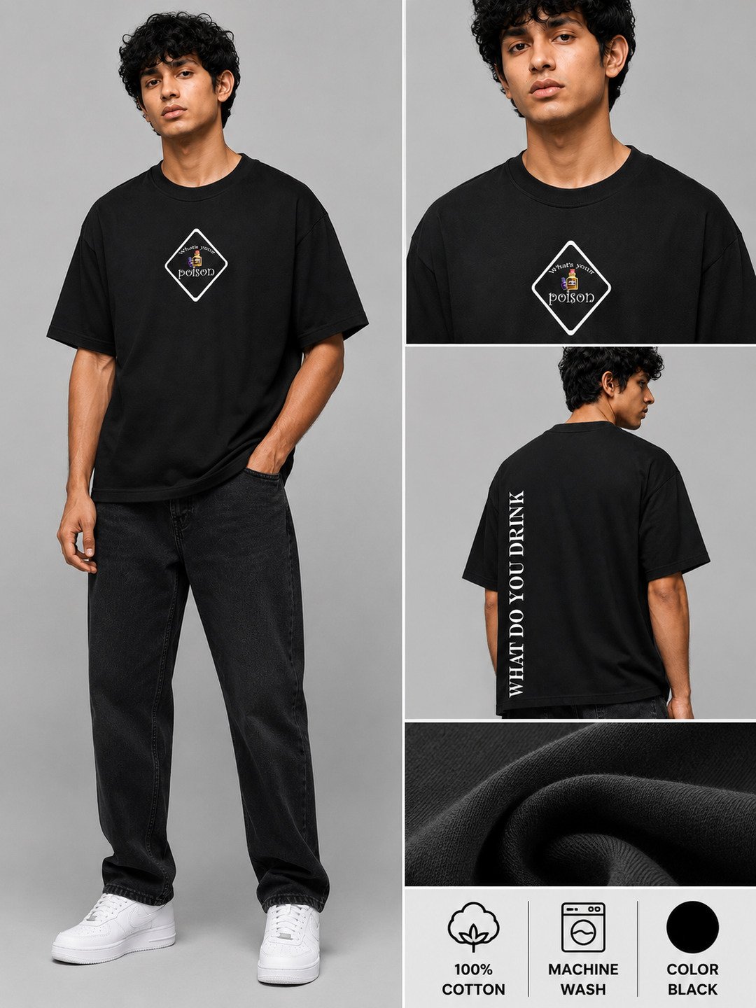 Poison Printed Round Neck Oversize Pre-customized Tshirt for Men