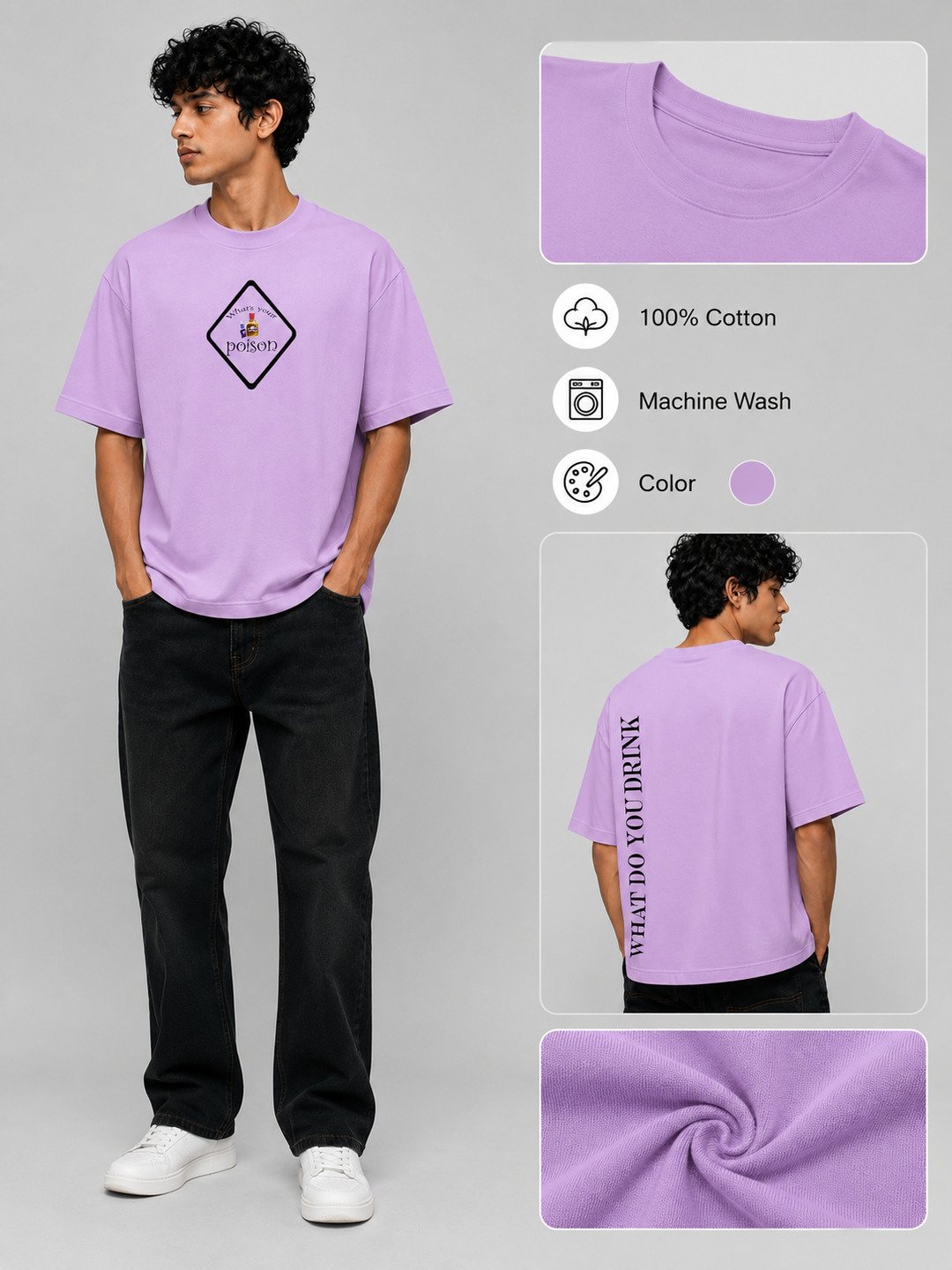 Poison Printed Round Neck Oversize Pre-customized Tshirt for Men