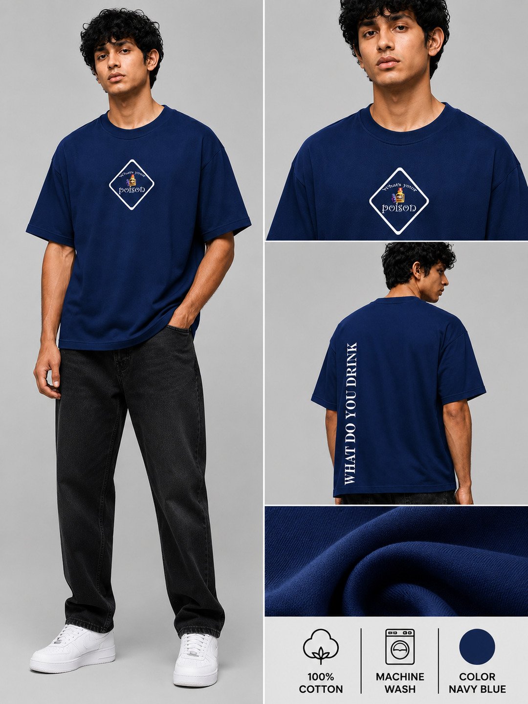 Poison Printed Round Neck Oversize Pre-customized Tshirt for Men