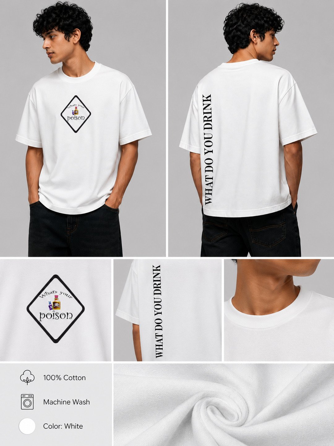 Poison Printed Round Neck Oversize Pre-customized Tshirt for Men