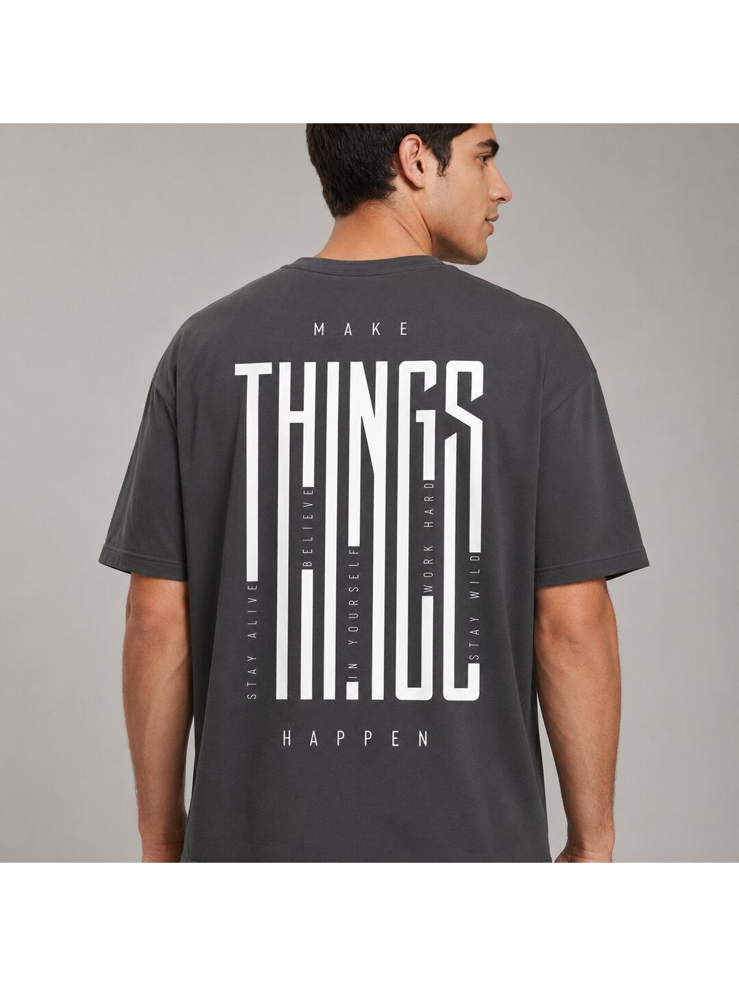 Things Printed Round Neck Oversize Pre-customized Tshirt for Men