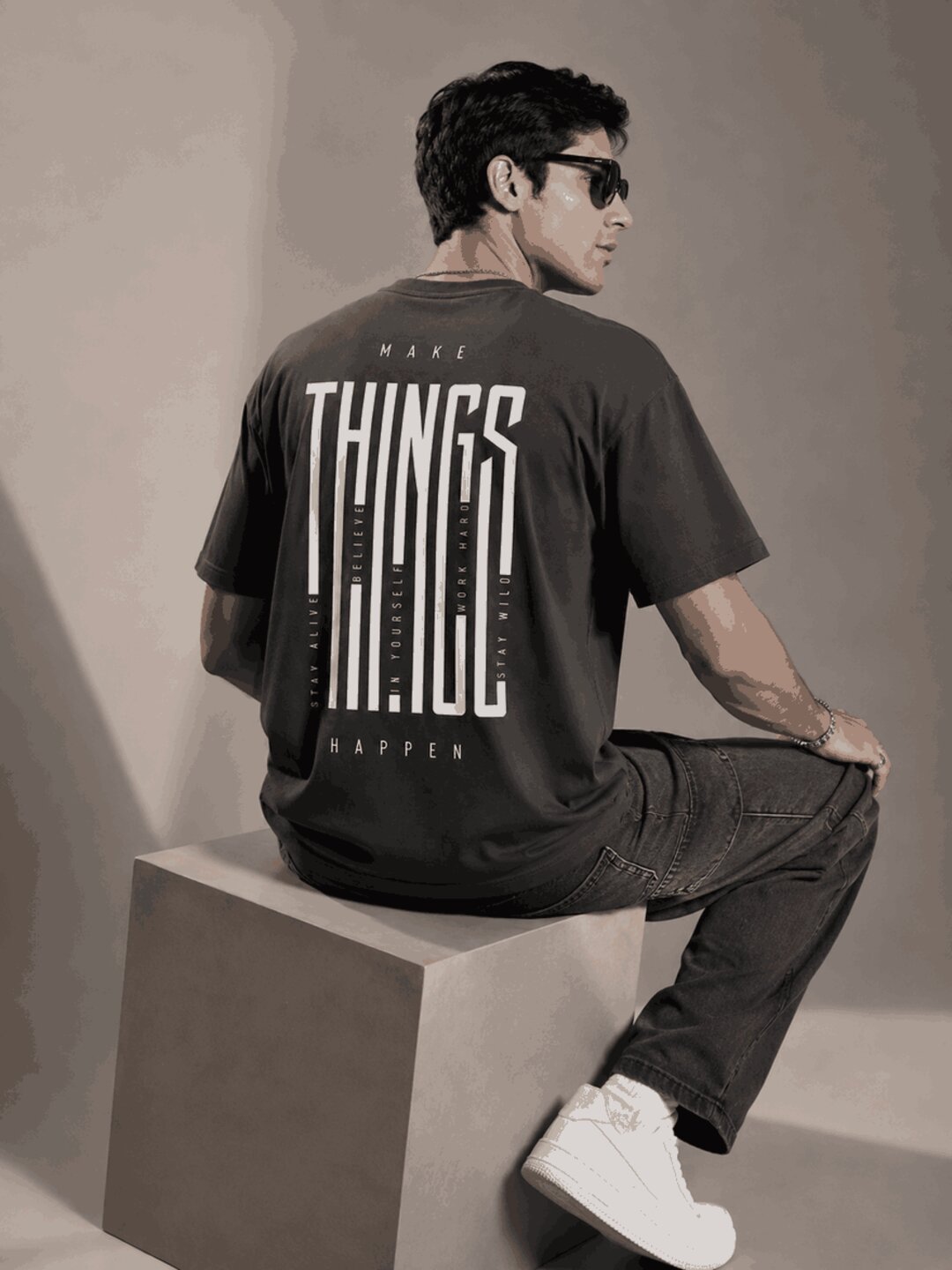 Things Printed Round Neck Oversize Pre-customized Tshirt for Men