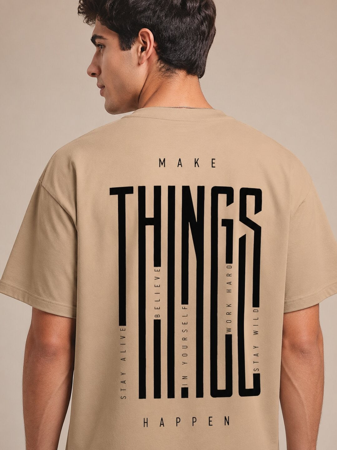 Things Printed Round Neck Oversize Pre-customized Tshirt for Men