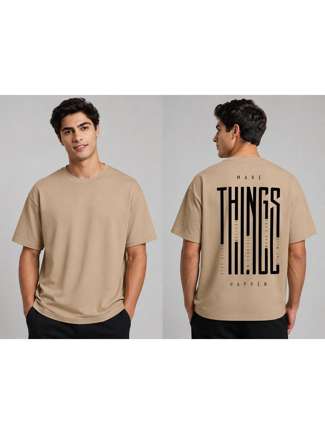Things Printed Round Neck Oversize Pre-customized Tshirt for Men
