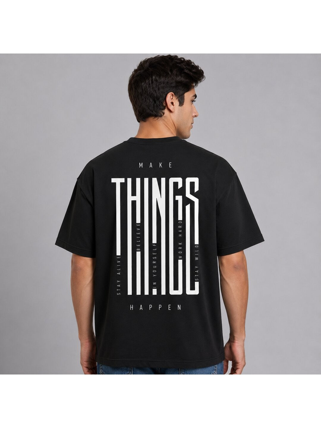 Things Printed Round Neck Oversize Pre-customized Tshirt for Men
