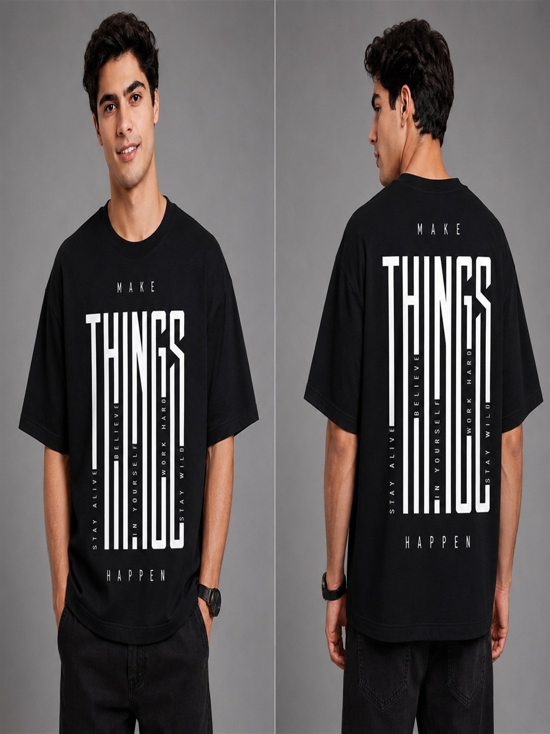 Things Printed Round Neck Oversize Pre-customized Tshirt for Men