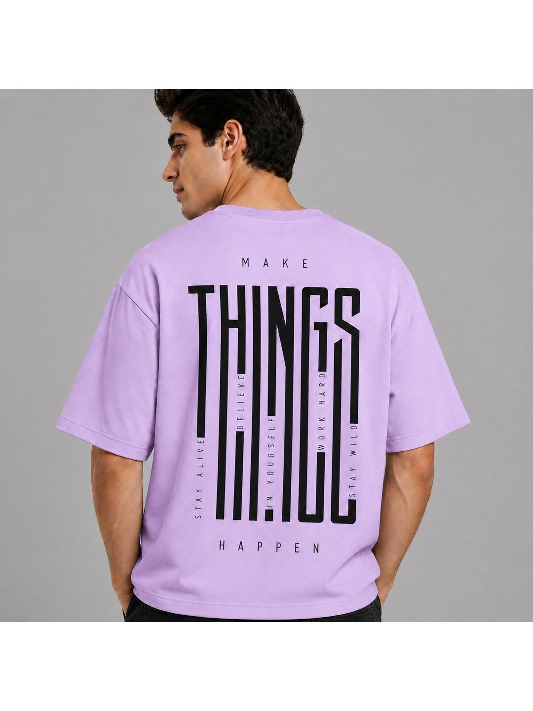 Things Printed Round Neck Oversize Pre-customized Tshirt for Men