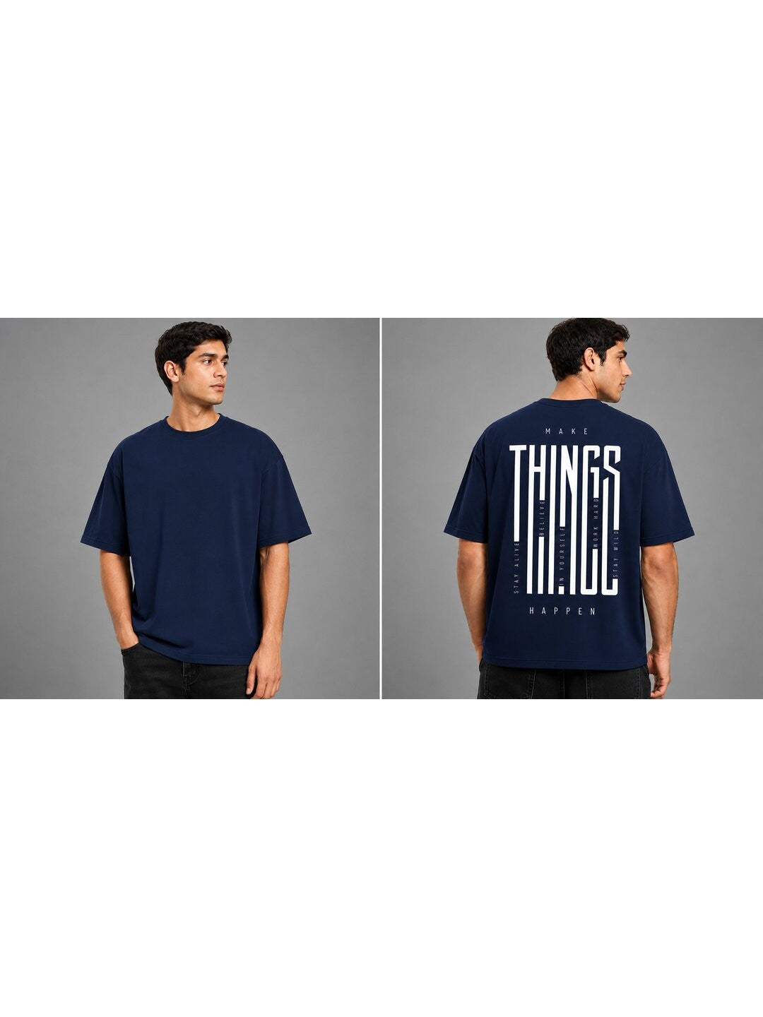 Things Printed Round Neck Oversize Pre-customized Tshirt for Men