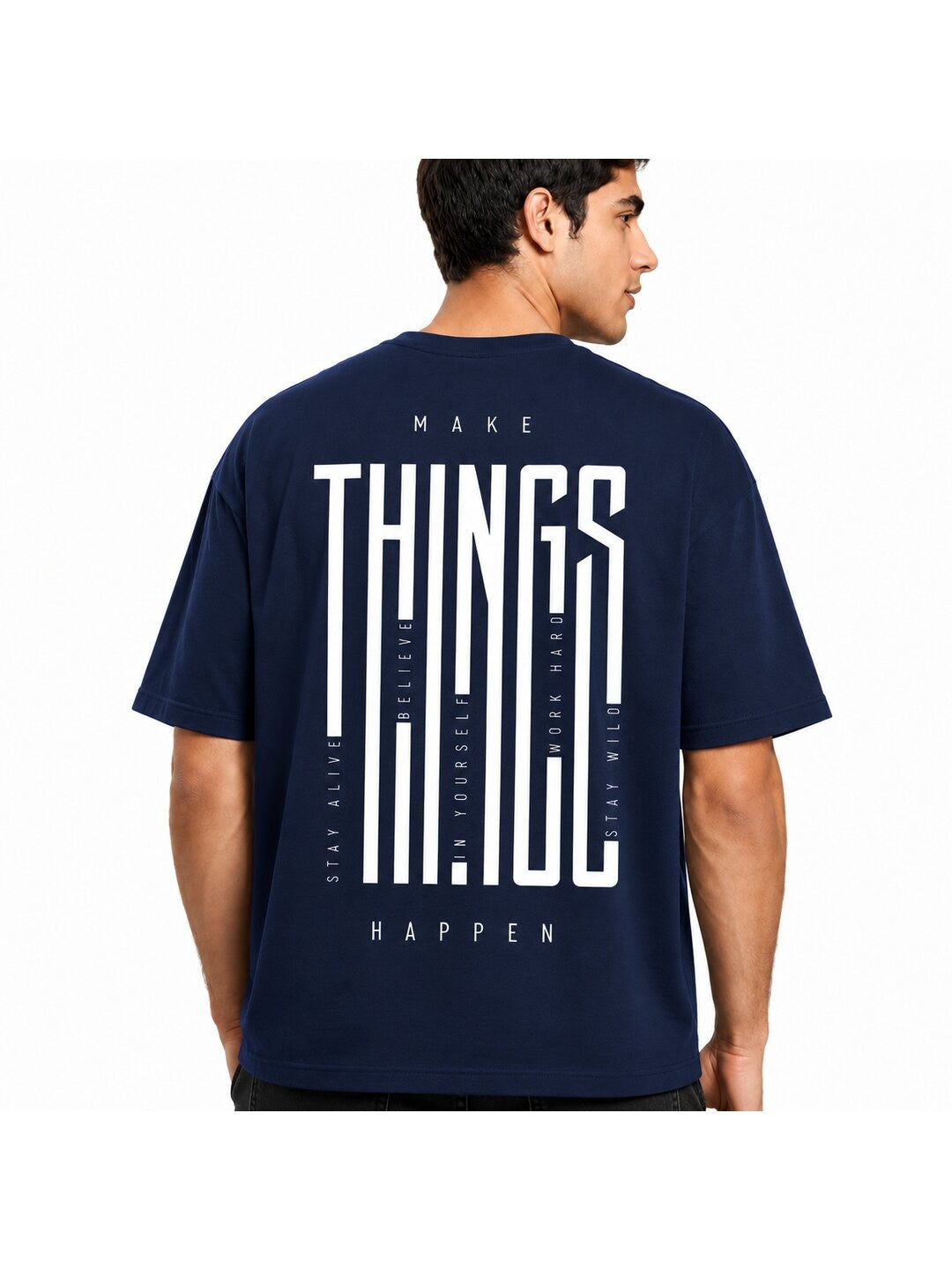 Things Printed Round Neck Oversize Pre-customized Tshirt for Men