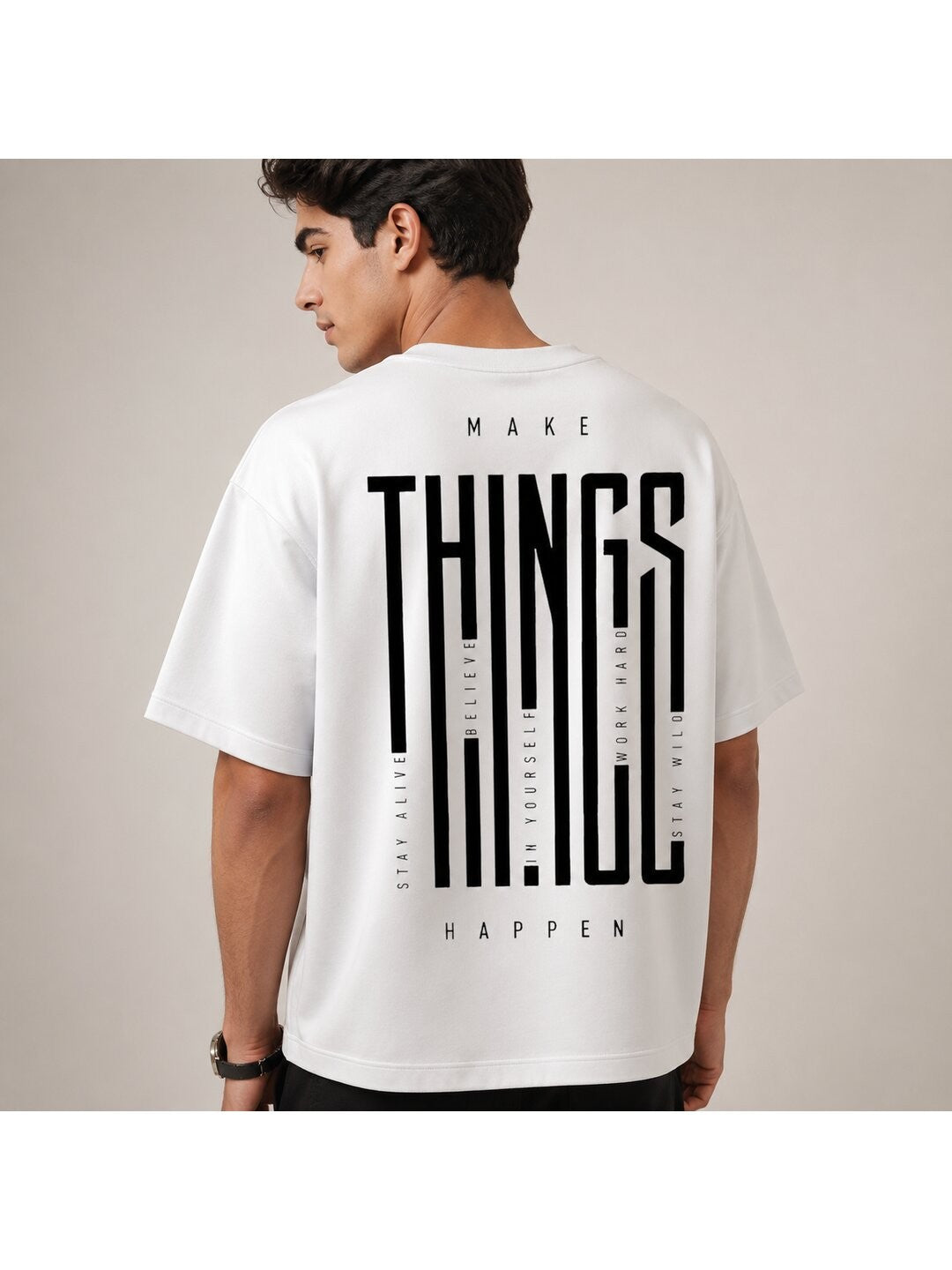 Things Printed Round Neck Oversize Pre-customized Tshirt for Men