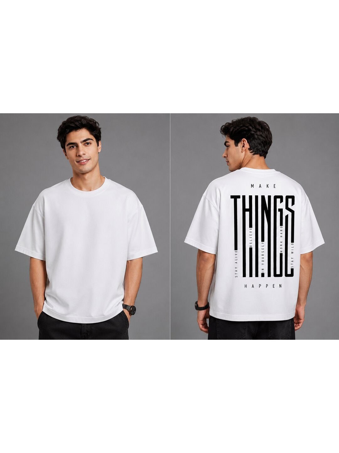 Things Printed Round Neck Oversize Pre-customized Tshirt for Men