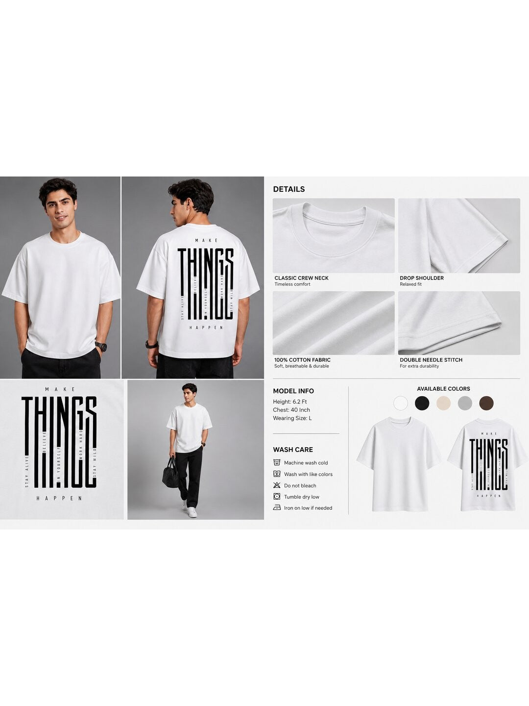 Things Printed Round Neck Oversize Pre-customized Tshirt for Men