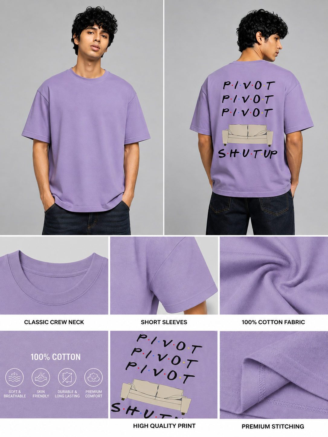 Pivot Printed Round Neck Oversize Pre-customized Tshirt for Men
