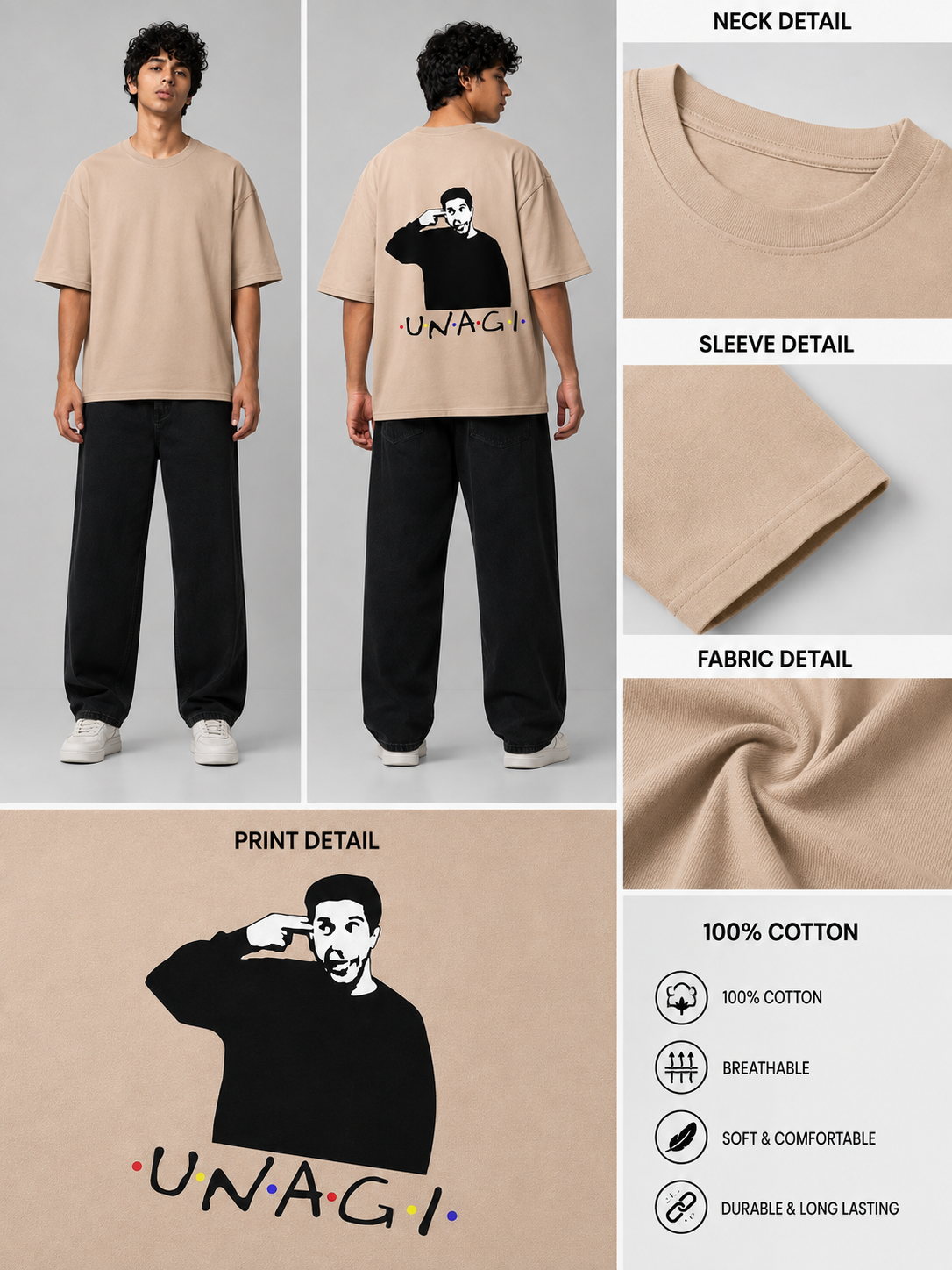 Unagi Printed Round Neck Oversize Pre-customized Tshirt for Men