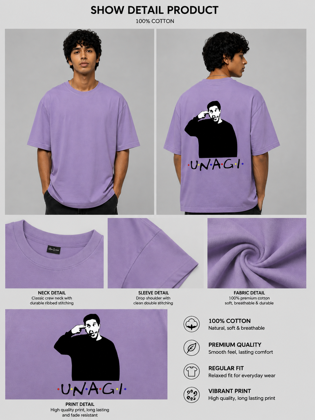Unagi Printed Round Neck Oversize Pre-customized Tshirt for Men
