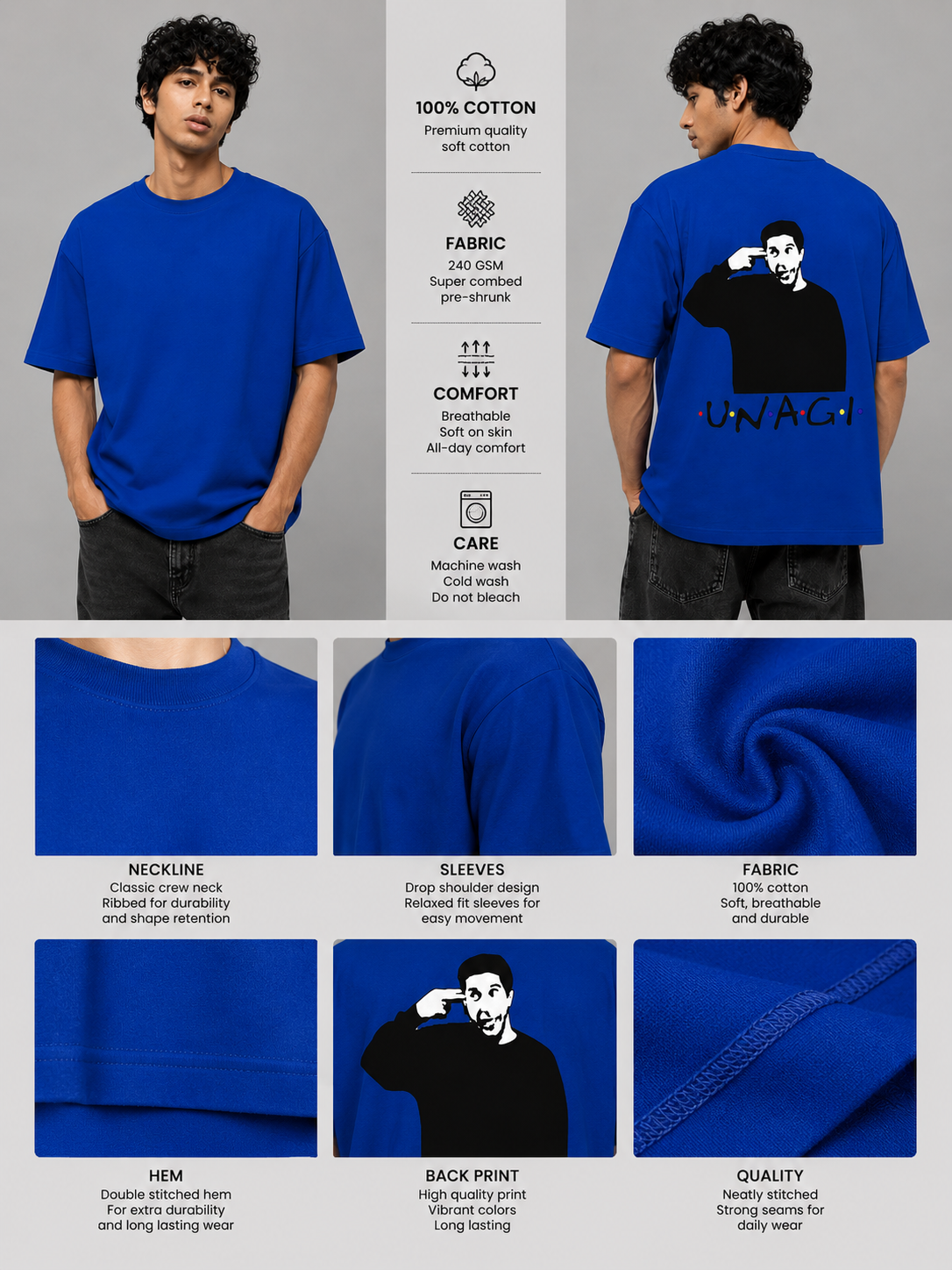 Unagi Printed Round Neck Oversize Pre-customized Tshirt for Men
