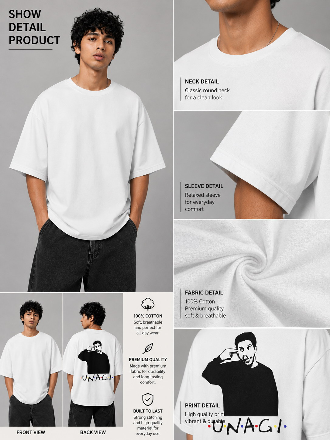 Unagi Printed Round Neck Oversize Pre-customized Tshirt for Men