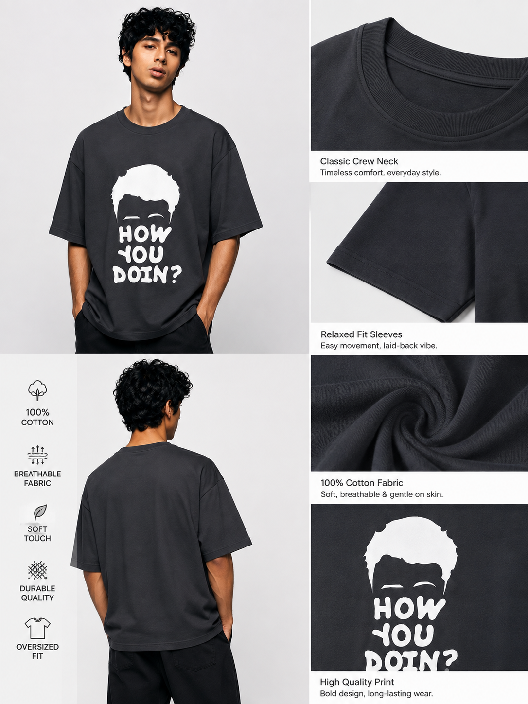 Joey Printed Round Neck Oversize Pre-customized Tshirt for Men