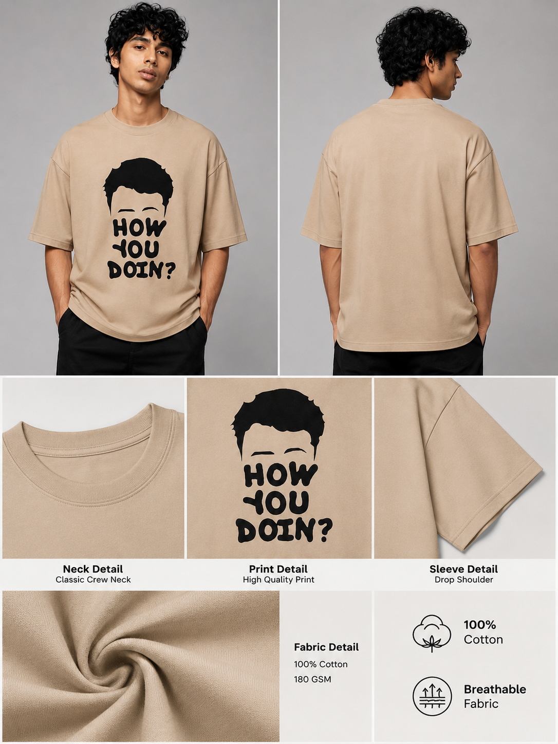 Joey Printed Round Neck Oversize Pre-customized Tshirt for Men