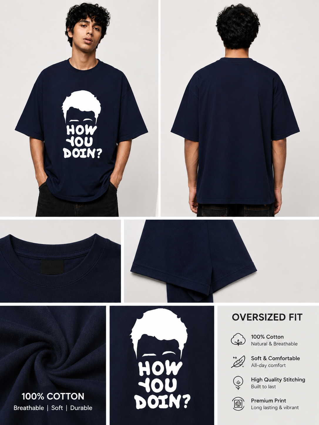 Joey Printed Round Neck Oversize Pre-customized Tshirt for Men