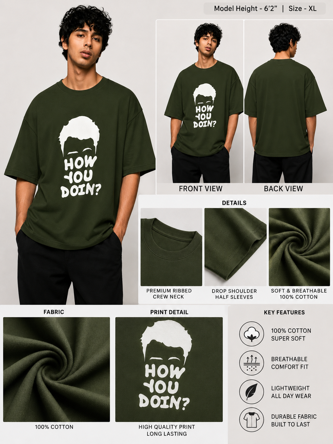 Joey Printed Round Neck Oversize Pre-customized Tshirt for Men