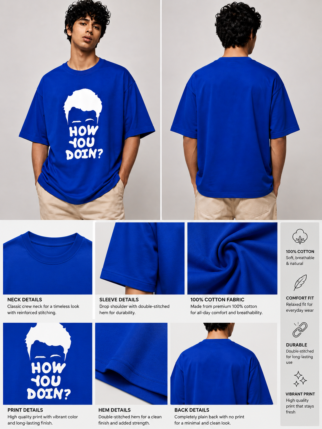 Joey Printed Round Neck Oversize Pre-customized Tshirt for Men