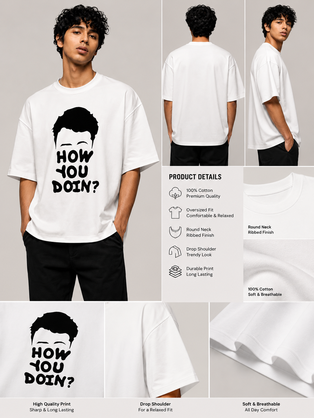 Joey Printed Round Neck Oversize Pre-customized Tshirt for Men