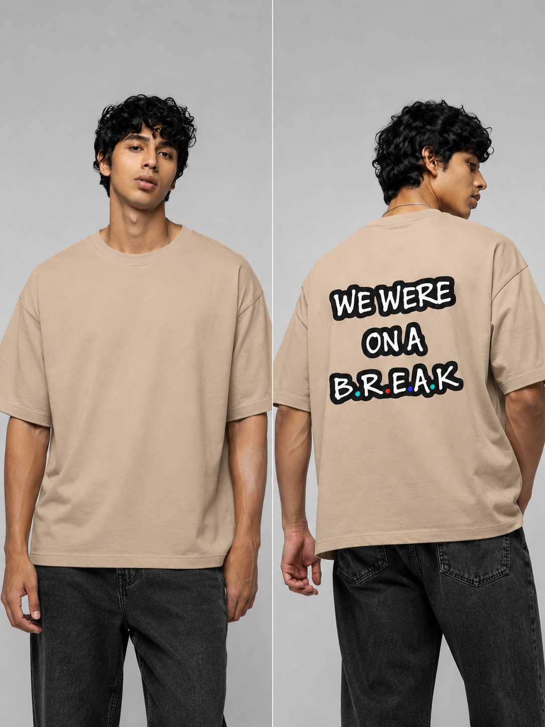 Break Printed Round Neck Oversize Pre-customized Tshirt for Men