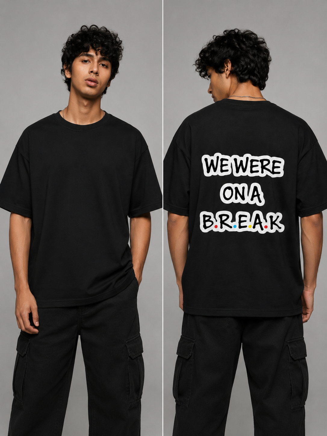 Break Printed Round Neck Oversize Pre-customized Tshirt for Men
