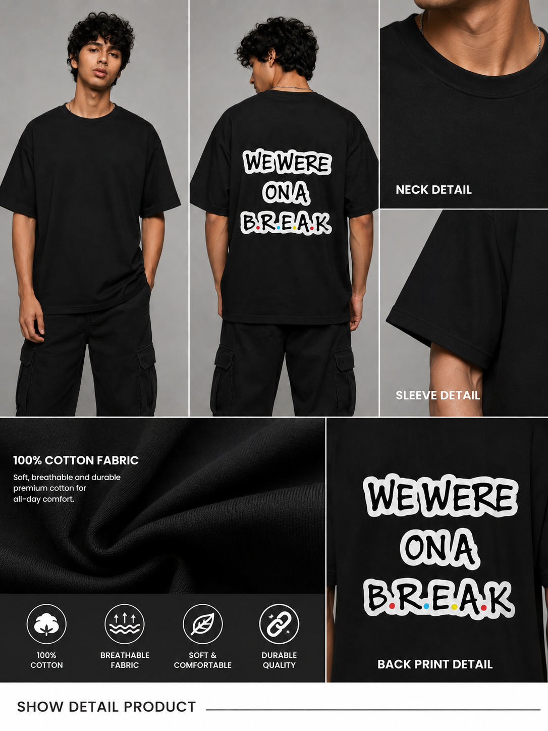 Break Printed Round Neck Oversize Pre-customized Tshirt for Men