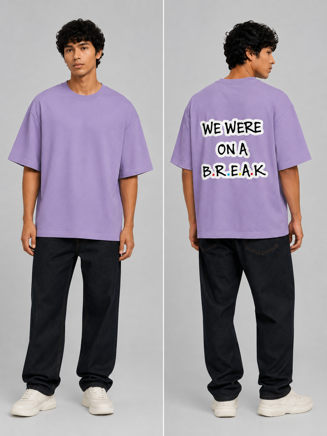 Break Printed Round Neck Oversize Pre-customized Tshirt for Men
