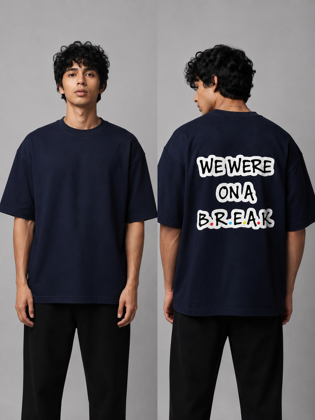 Break Printed Round Neck Oversize Pre-customized Tshirt for Men