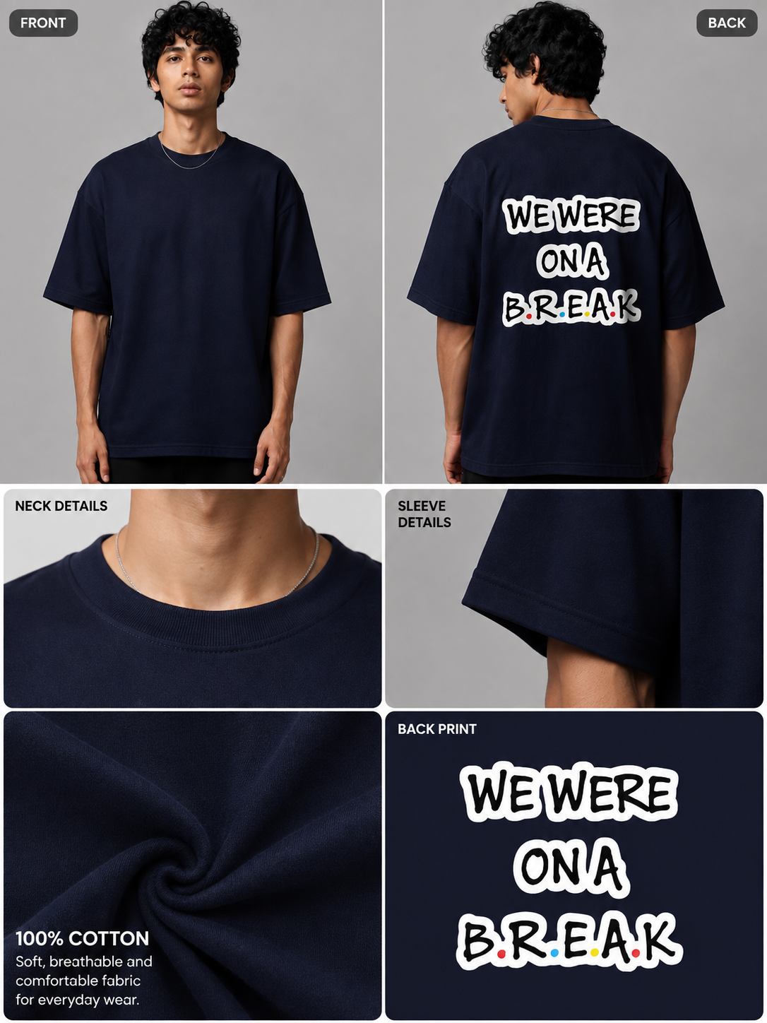Break Printed Round Neck Oversize Pre-customized Tshirt for Men