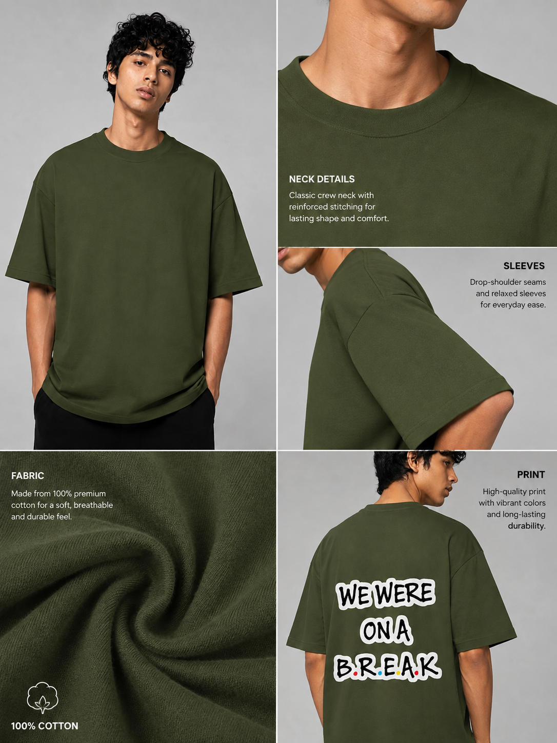 Break Printed Round Neck Oversize Pre-customized Tshirt for Men