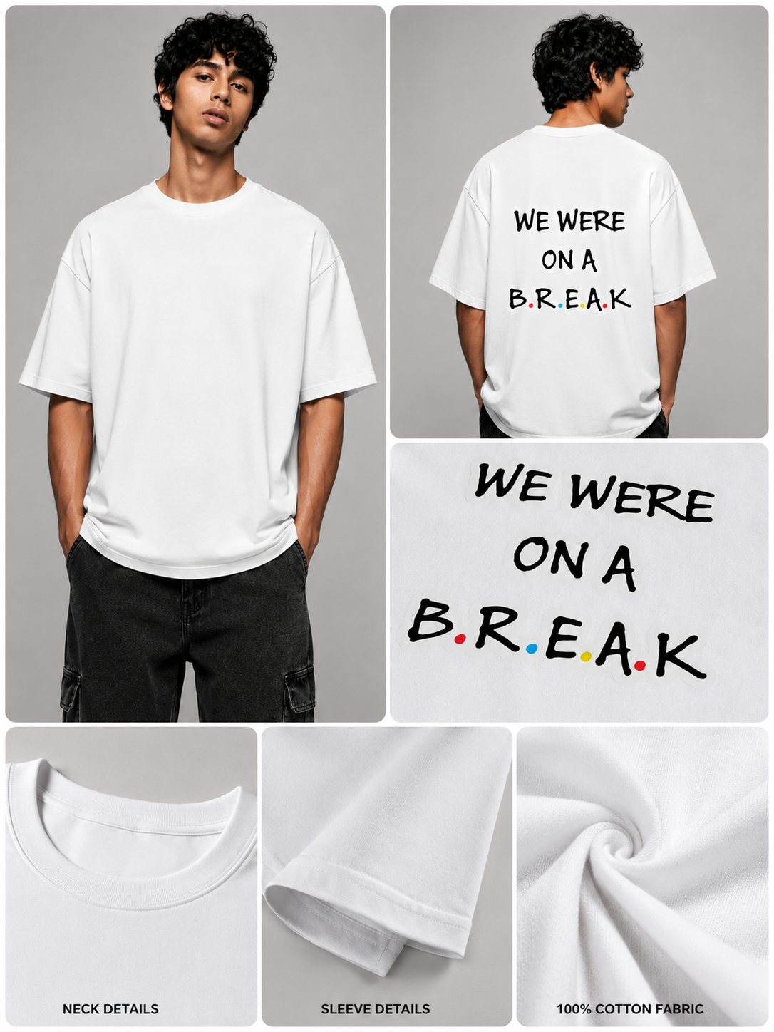 Break Printed Round Neck Oversize Pre-customized Tshirt for Men