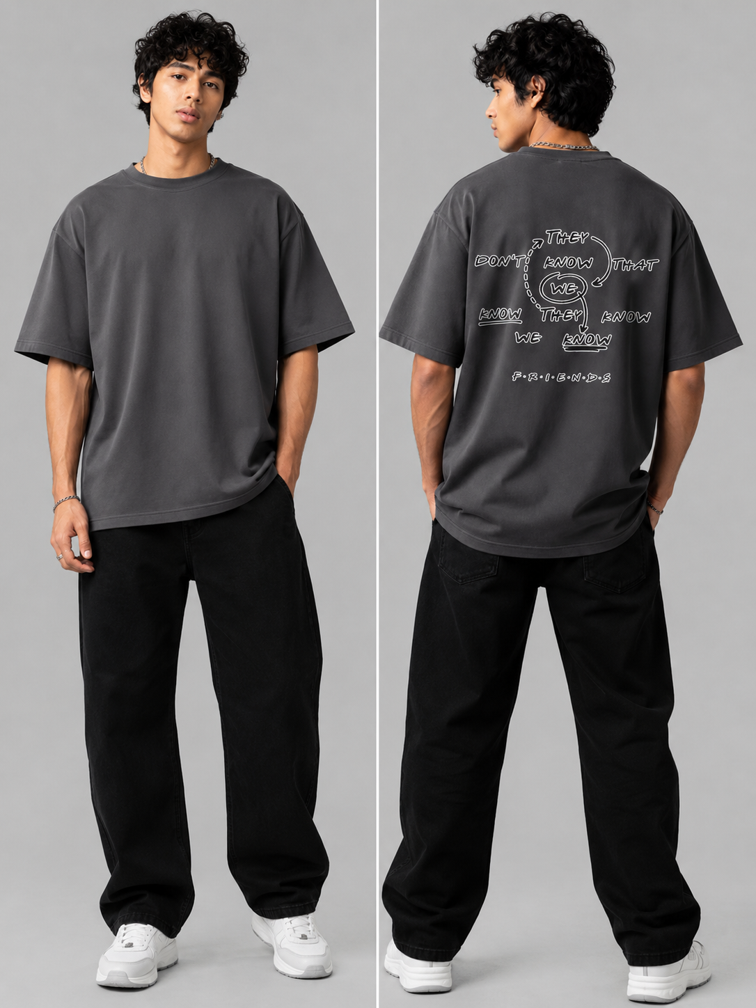We Know Printed Round Neck Oversize Pre-customized Tshirt for Men