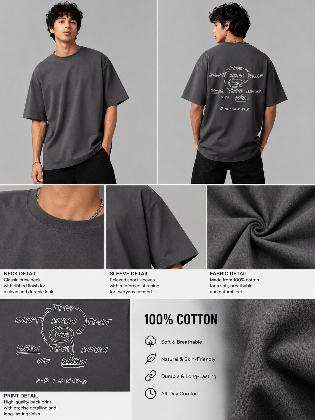We Know Printed Round Neck Oversize Pre-customized Tshirt for Men