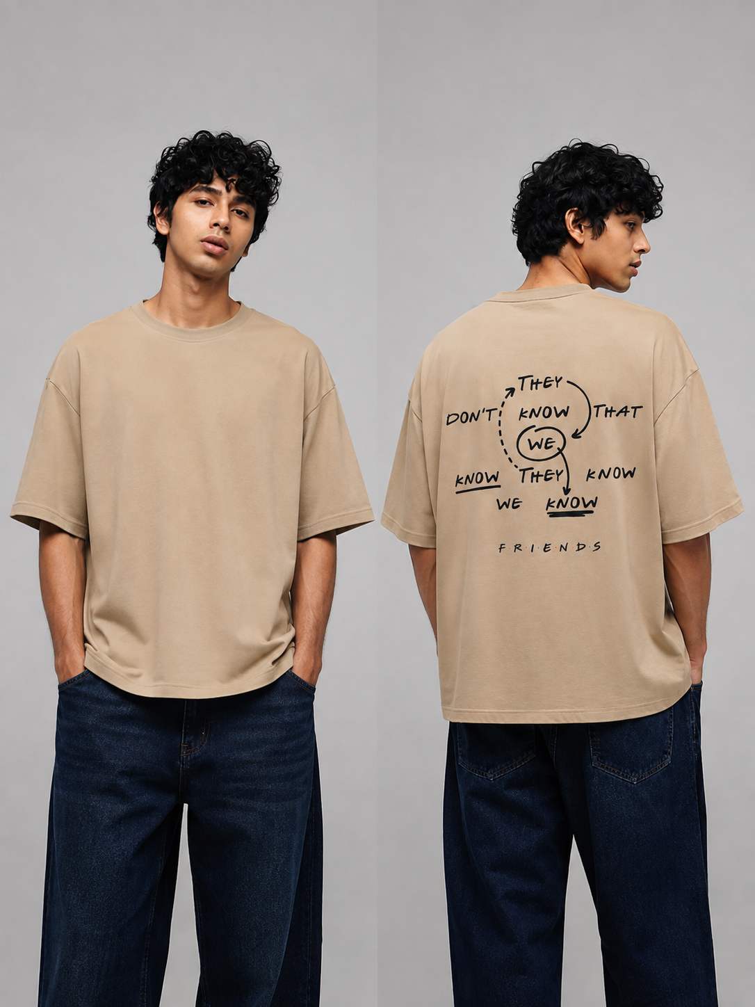 We Know Printed Round Neck Oversize Pre-customized Tshirt for Men