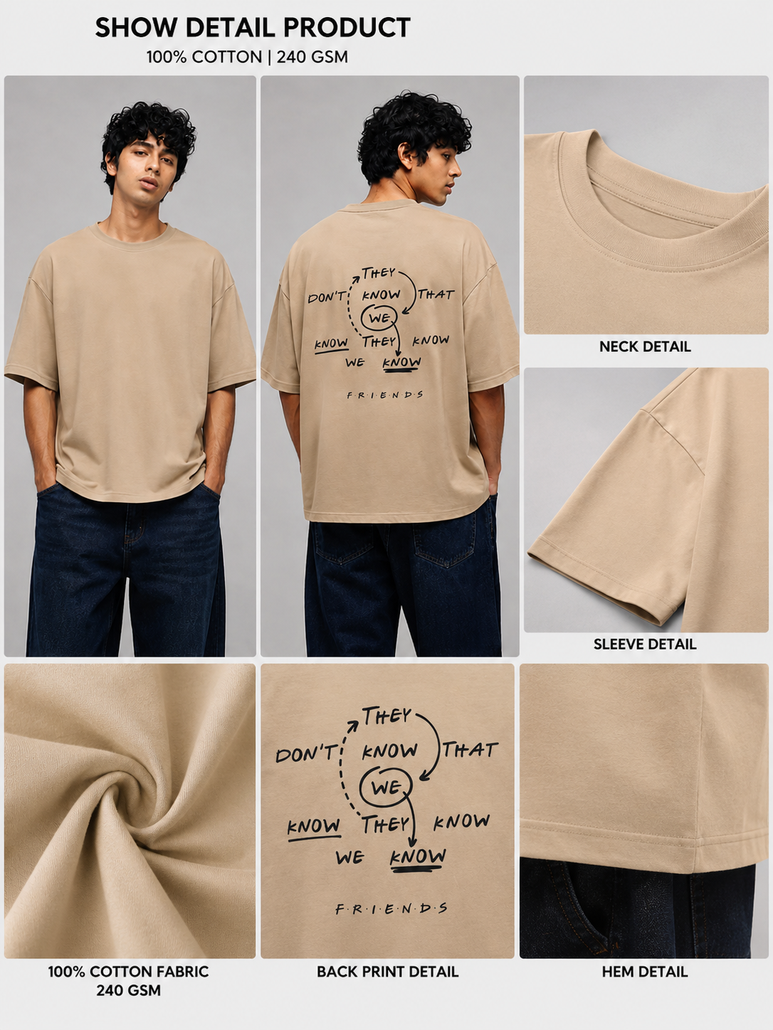 We Know Printed Round Neck Oversize Pre-customized Tshirt for Men